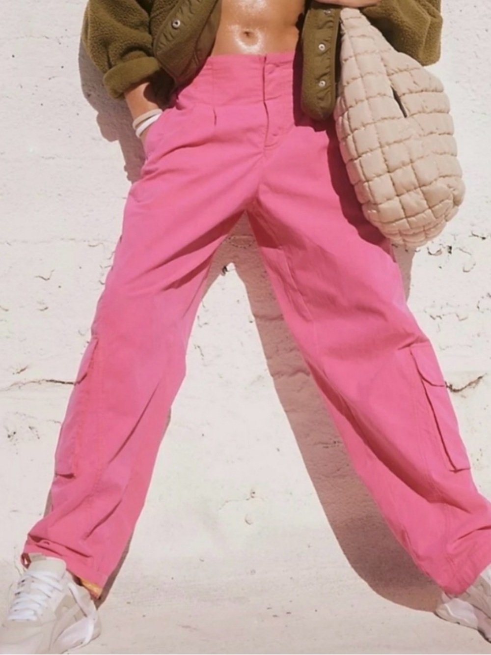 Free People FP Movement Mesmerize Me Hot Pink Cargo Joggers Small
